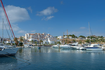 Fototapeta na wymiar Moraira harbour and yacht club, Costa Blanca, Spain.