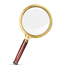 Photo of a retro magnifying glass, isolated