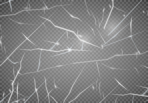 The Surface Texture Is Cracked On Ice, Isolated On A Transparent Background. Vector Illustration, EPS 10.