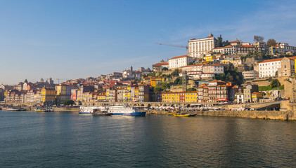 Fototapeta na wymiar Panoramic view of colorful traditional houses of Porto, Portugal, Iberian Peninsula, Europe
