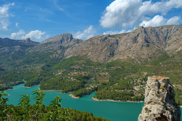 Naklejka na ściany i meble Guadalest Reservoir seen from a viewpoint in the ancient town