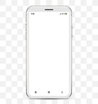 the front of the smartphone with a blank screen in high detail