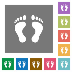 Human Footprints square flat icons