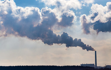 Industrial smoke from the plant pollutes the air