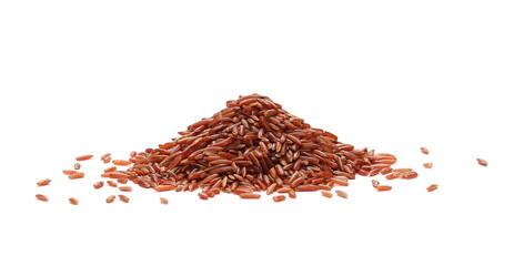 Red wild rice pile isolated on white background