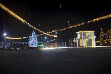 Fototapeta premium street new year decoration in Chisinau