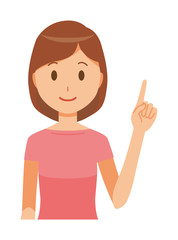 My mom wearing short sleeve clothes is pointing