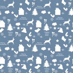 Christmas seamless pattern with christmas tree and snowflakes, vector background