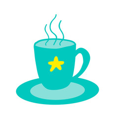 Hot Cup of Tasty Tea with Star Stands on Saucer