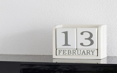 White block calendar present date 13 and month February