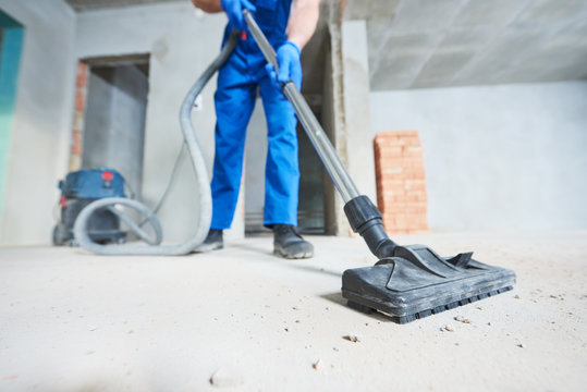 construction cleaning service. dust removal with vacuum cleaner