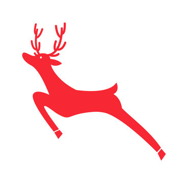 Running Red Reindeer Icon Vector Illustration