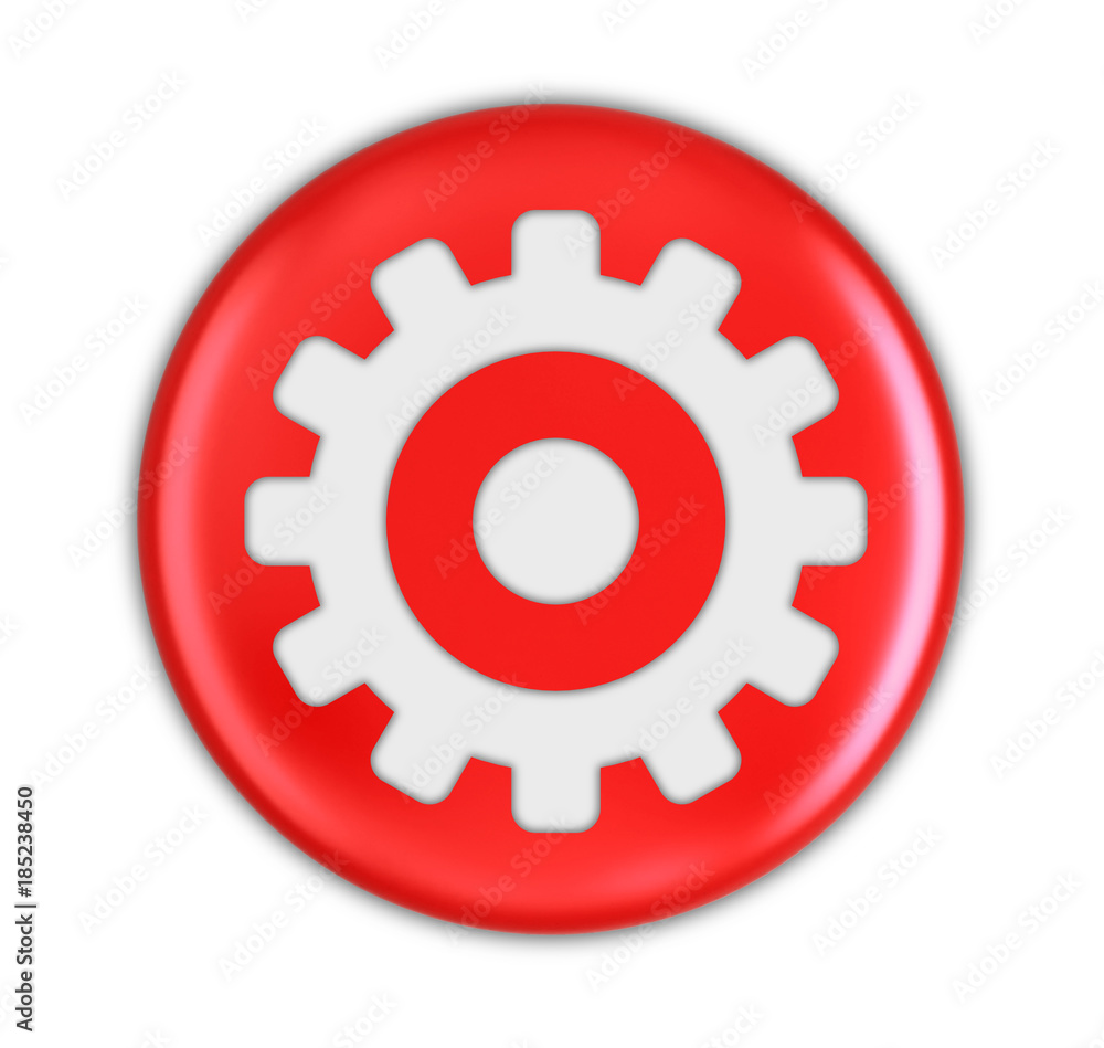 Poster button with gear. image with clipping path