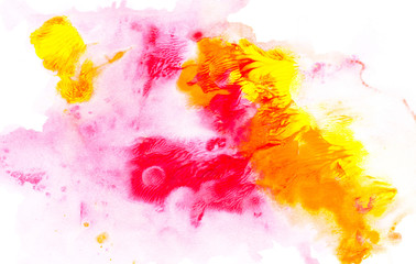 Abstract painting with bright colorful paint spots on white
