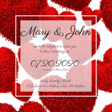 Wedding Invitations with fluffy hearts