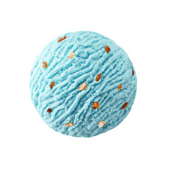 Smurf blu ice cream scoop with raisins nuts pieces, smurfs blue moon ice-cream ball with dried fruits nuts