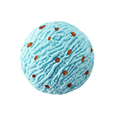 Smurf blu ice cream scoop with raisins pieces, smurfs blue moon ice-cream ball with dried fruits