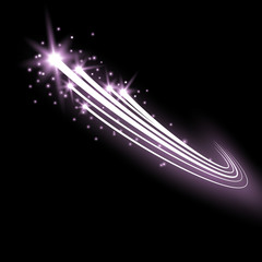Glittering flying comet, purple color