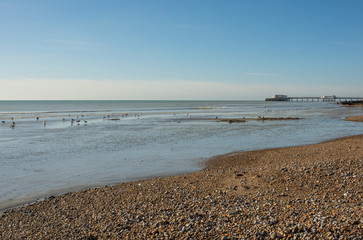 Worthing beach and pier, England