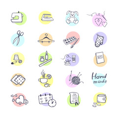 Colorful set with outline icons