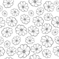 Flower pattern in black and white colors, coloring book, vector illustration isolated on white background