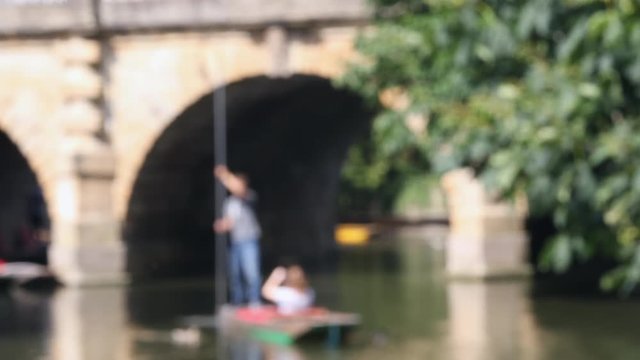 Defocused View Of Boating In Punts On River Cherwell In Oxford