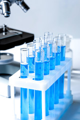 Laboratory, chemistry and science concept on white background