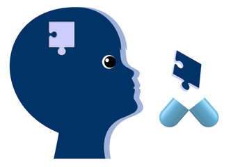 Psychiatric Drugs for Children. Kid with brain disorder gets medical treatment