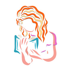 Girl reading a book, creative