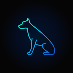Sitting dog blue icon