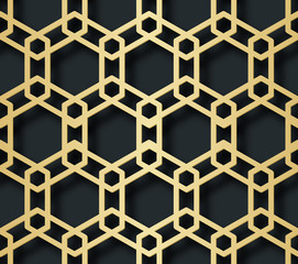 Fototapeta premium Arabic seamless pattern with 3D effect for the festive design of the brochure, website, print. Vector illustration