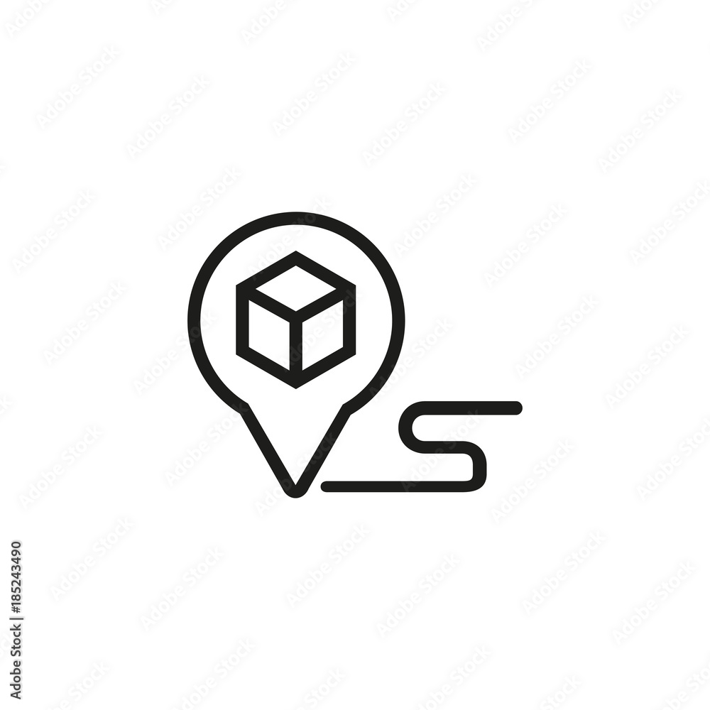Poster map pointer cube icon