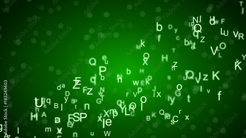 Poster image of abstract network with letters