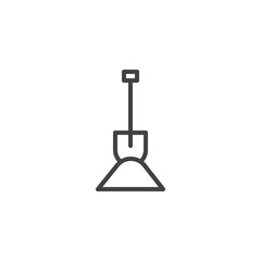 Shovel line icon, outline vector sign, linear style pictogram isolated on white. Spade symbol, logo illustration. Editable stroke