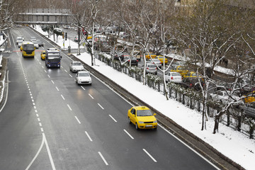 Winter traffic in Istanbul