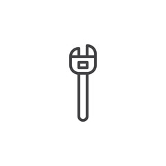 Adjustable wrench line icon, outline vector sign, linear style pictogram isolated on white. Adjustable spanner symbol, logo illustration. Editable stroke