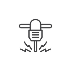 Jackhammer line icon, outline vector sign, linear style pictogram isolated on white. Hydraulic breaker symbol, logo illustration. Editable stroke