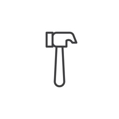 Hammer line icon, outline vector sign, linear style pictogram isolated on white. Mallet symbol, logo illustration. Editable stroke
