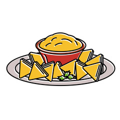 delicious nachos with sauce vector illustration design