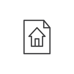 House project on paper line icon, outline vector sign, linear style pictogram isolated on white. Blueprint symbol, logo illustration. Editable stroke