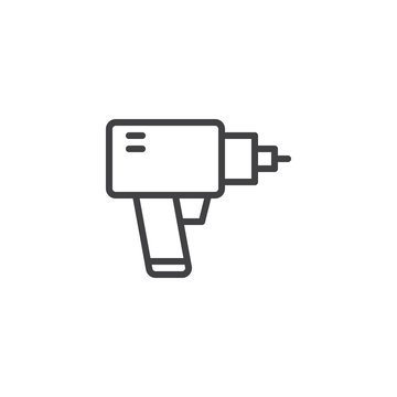 recommend clip art: Manual electric driller line icon, outline vector sign, linear style pictogram isolated on white. Hand drill symbol, logo illustration. Editable stroke