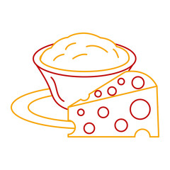 delicious cheese with sauce vector illustration design