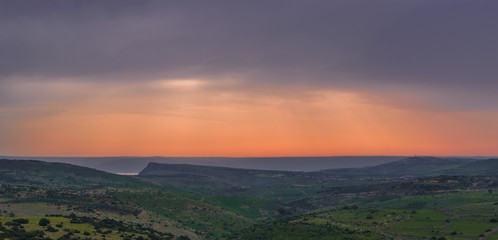 Obraz premium View on the sea of Galilee at sunset