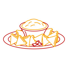 delicious nachos with sauce vector illustration design
