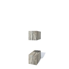 Conceptual wood or wooden brown font or type, timber or lumber industry piece isolated on white background. Educative hadwood material, surface vintage old handmade sculpted object as 3D illustration