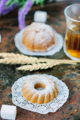 Sweet cake in form of circle.