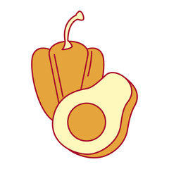 fresh avocado with pepper vector illustration design