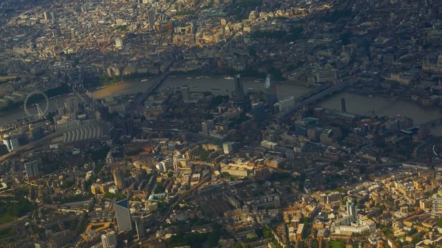 London from above - An aerial view of the Central London area, the City and the Thames in London, England, UK