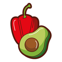 fresh avocado with pepper vector illustration design