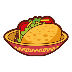 dish with delicious mexican food tacos vector illustration design